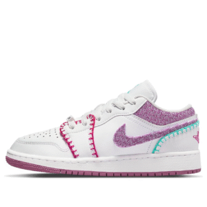 air jordan 1 low se white light bordeaux knitted (gs)